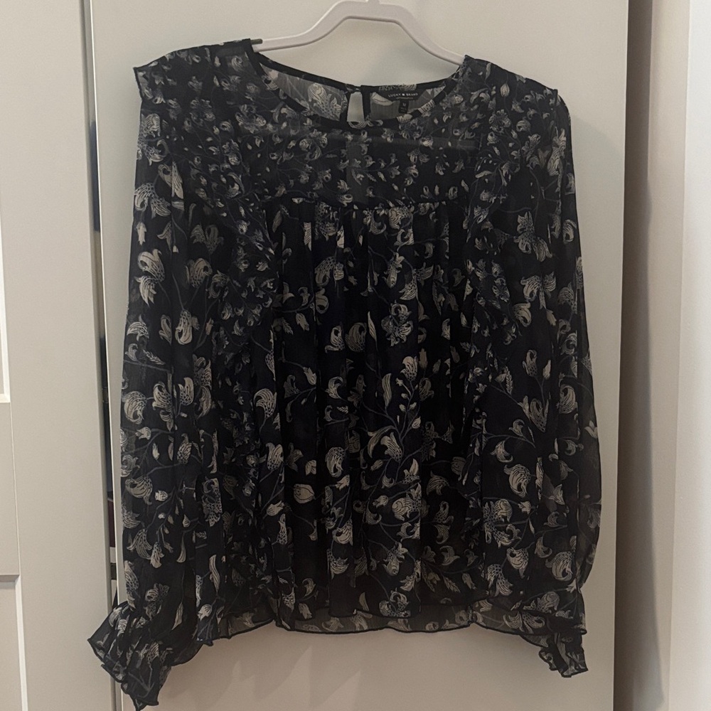 Lucky Brand Women’s Long Sleeve Transparent Blouse, Excellent Condition! Medium